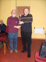 Dave McMahon receiving the Clubman of the Year Cup