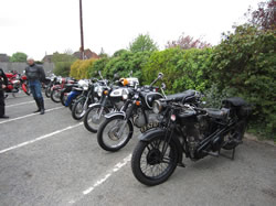 Bikes lined up with the 1928 Ariel in the foreground.